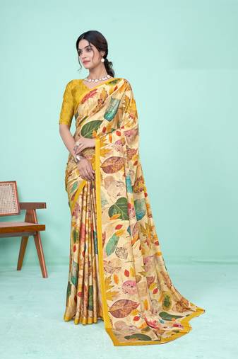 Multi Crape Soft Silk c c Designer Digital Printed Graceful Partywear Saree