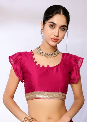 Pink Embroidered Satin Designer Saree With Blouse 2