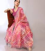Pink Embroidered Tissue  Designer Saree With Blouse