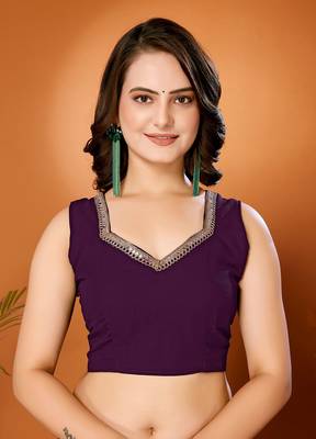 Purple Embroidered Georgette Designer Saree With Blouse 3