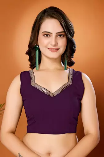 Purple Embroidered Georgette Designer Saree With Blouse