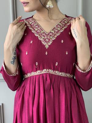 Pink colour c p vichitra fabric embroidered partyware festive readymade salwar kameez 3