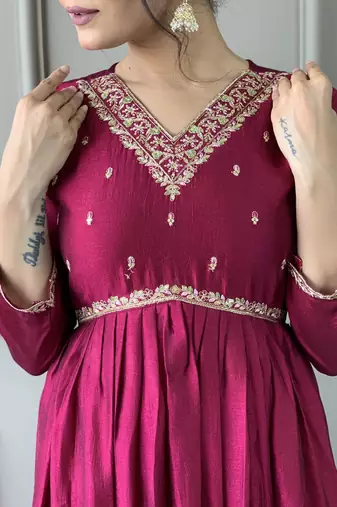 Pink colour c p vichitra fabric embroidered partyware festive readymade salwar kameez