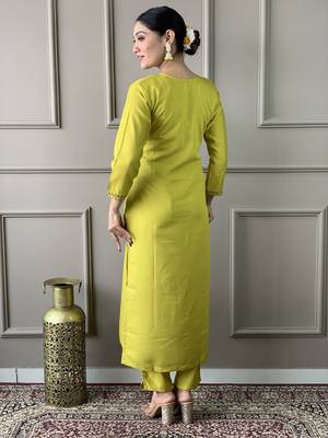Green colour viscosee chanderi fabric embroidered partyware festive readymade salwar kameez 2