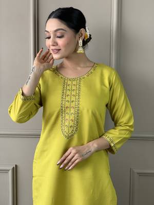 Green colour viscosee chanderi fabric embroidered partyware festive readymade salwar kameez 3