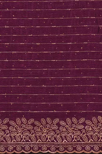 Purple Embroidered Poly Silk Designer Saree With Blouse