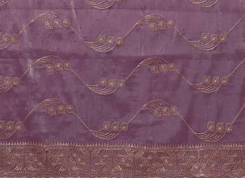 Lavender Embroidered Chiffon Designer Saree With Blouse 3