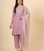 Purple silk blend designer embroidery work fancy ethnic graceful readymade salwar suit