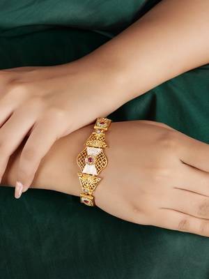 Gold plated indian wedding bollywood style brass bracelet 1