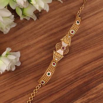 Gold plated indian wedding bollywood style brass bracelet 3