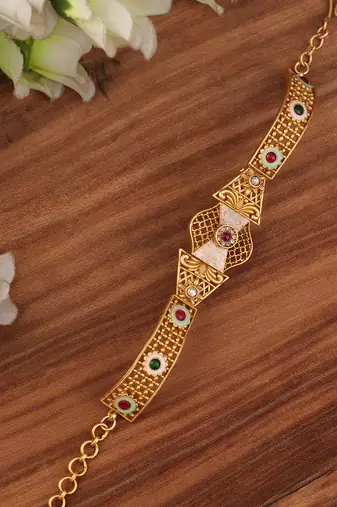Gold plated indian wedding bollywood style brass bracelet