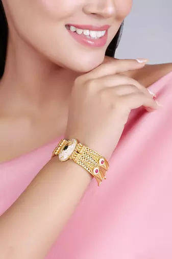 Gold plated indian wedding bollywood style brass bracelet