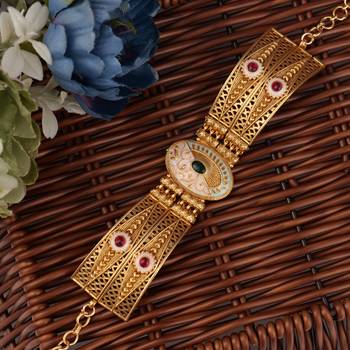 Gold plated indian wedding bollywood style brass bracelet 3