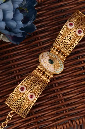Gold plated indian wedding bollywood style brass bracelet