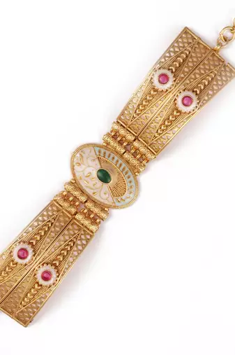 Gold plated indian wedding bollywood style brass bracelet