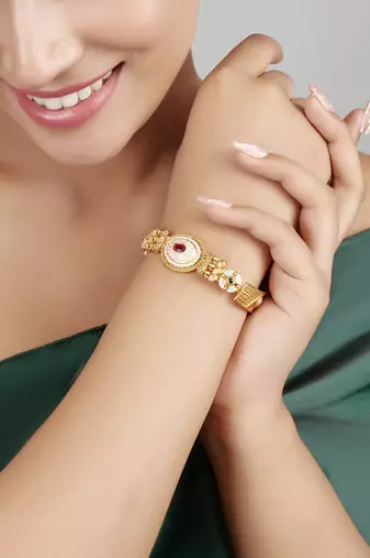 Gold plated indian wedding bollywood style brass bracelet