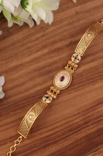 Gold plated indian wedding bollywood style brass bracelet