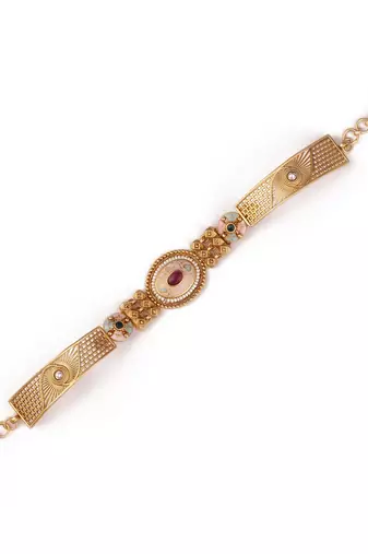 Gold plated indian wedding bollywood style brass bracelet