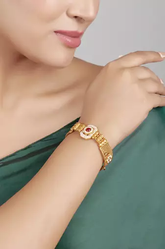 Gold plated indian wedding bollywood style brass bracelet
