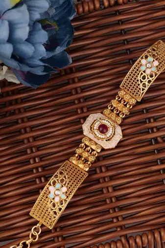 Gold plated indian wedding bollywood style brass bracelet