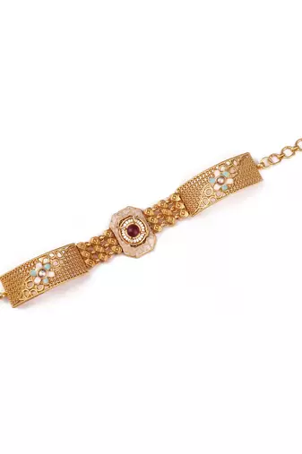 Gold plated indian wedding bollywood style brass bracelet