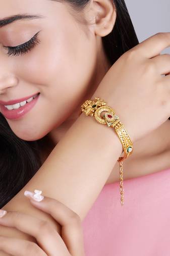 Gold plated indian wedding bollywood style brass bracelet