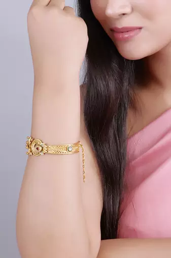 Gold plated indian wedding bollywood style brass bracelet