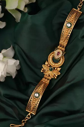 Gold plated indian wedding bollywood style brass bracelet