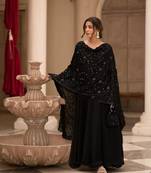 BLACK COTTON PARTY WEAR SUIT SET