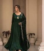 GREEN COTTON PARTY WEAR SUIT SET