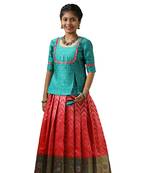 red waves kids pattu pavadai