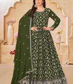 Designer mahendi faux georgette embroidery anarkali suit