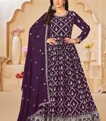Designer purple faux georgette embroidery anarkali suit