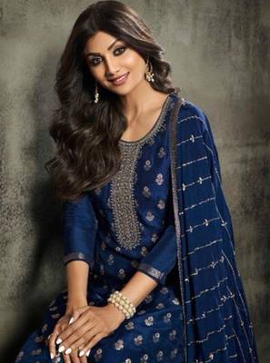 Ink Blue Viscose Salwar Suit Set 2
