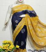 Bhagalpuri Cotton Slub Saree With Blouse 