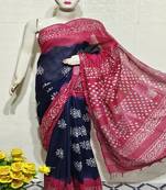 Bhagalpuri Cotton Slub Saree With Blouse 