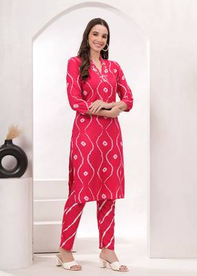 Womens rayon printed designer kurti with paint set | ethnic kurti set 3