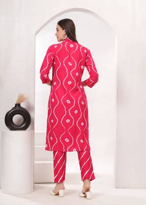 Womens rayon printed designer kurti with paint set | ethnic kurti set 5