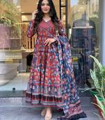 Cotton Fabric Printed work Straight cut Kurta, Pant and Dupatta Set