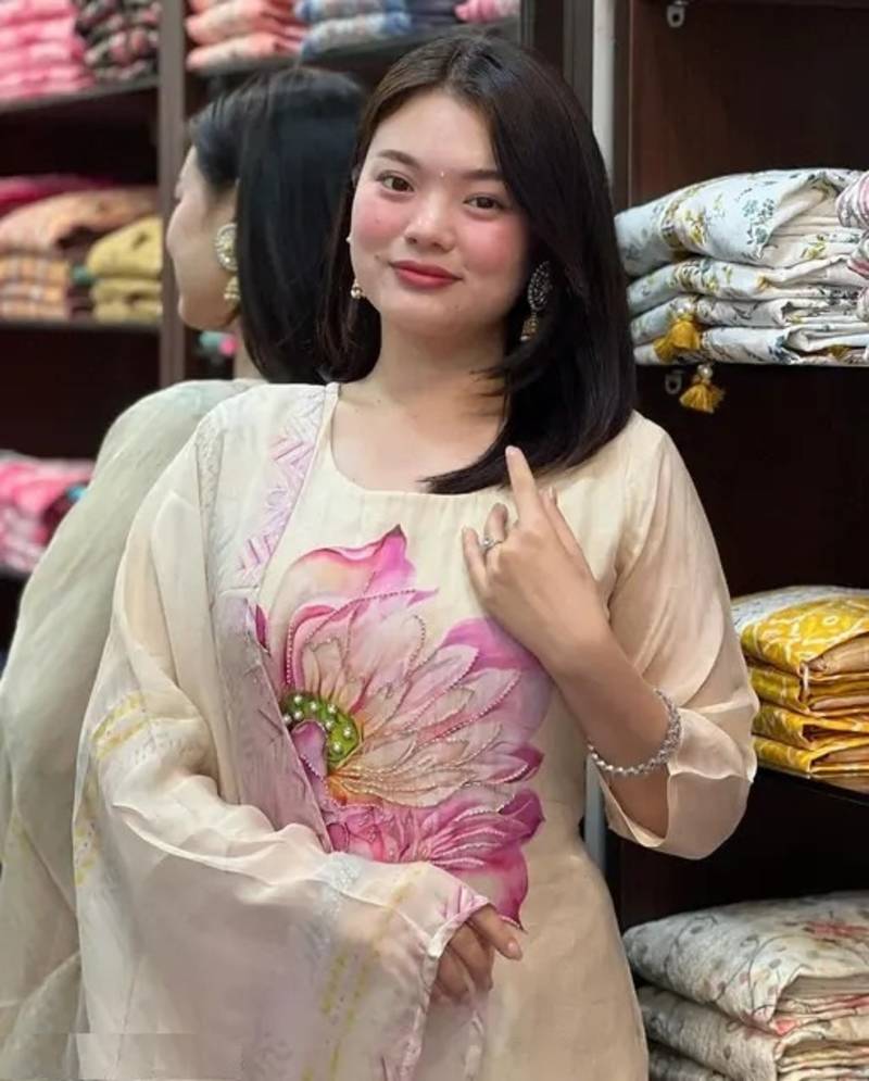 Silk Blend Fabric Embroidered Work Straight Cut Kurta, Pant and Dupatta Set