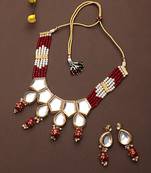 Traditional indian kundan red choker necklace set