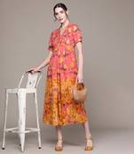 Aarke peach floral print long dress