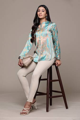 Aarke emerald printed shirt