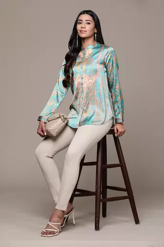 Aarke emerald printed shirt
