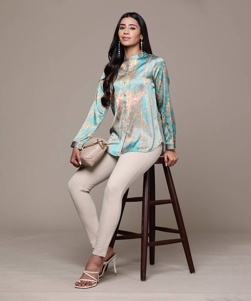 Aarke emerald printed shirt
