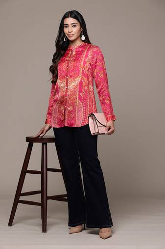 Aarke fuschia printed shirt