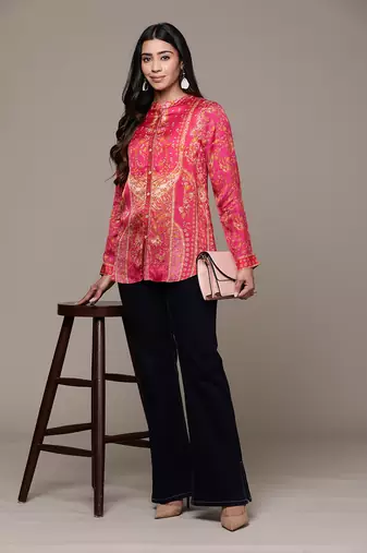 Aarke fuschia printed shirt