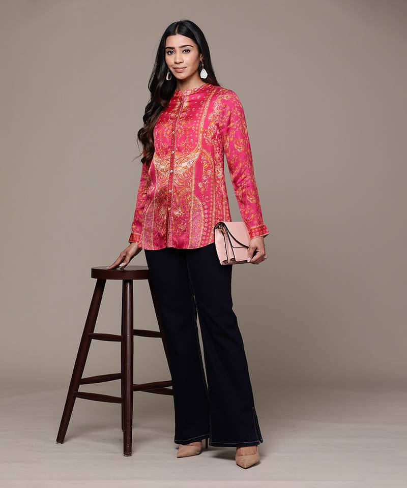 Aarke fuschia printed shirt