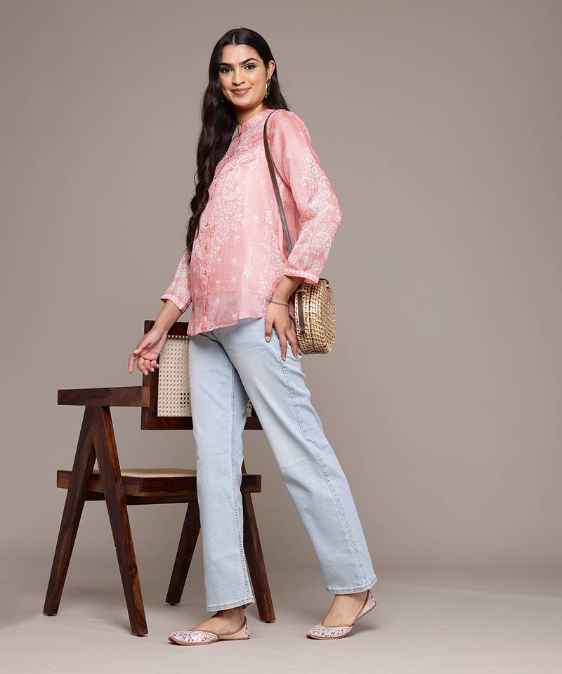 Aarke peach full sleeve shirt