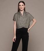 Aarke yellow gingham cropped top